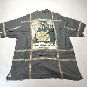 Tommy Bahama Shirt‎ Mens Large Jazz Club Saxophone Hawaiian Shirt Vintage Gray